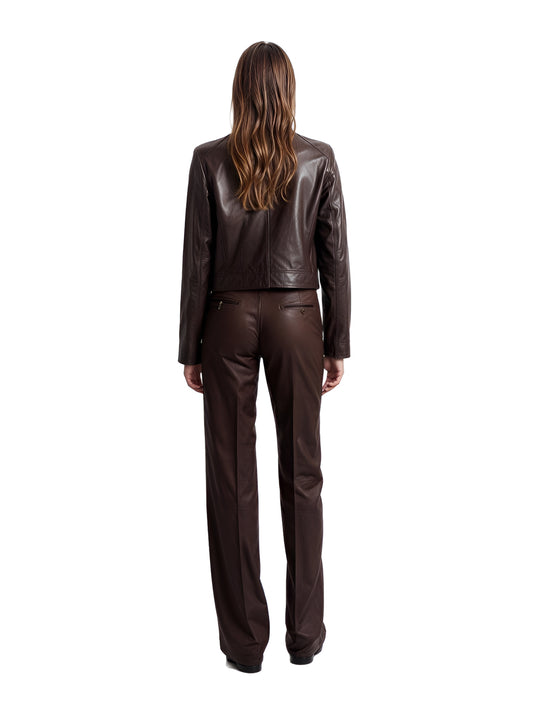 Optera Classic Womens Leather Pant Suit