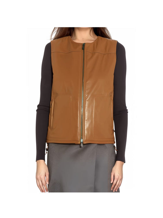 Padded Precision Leather Vest for Women