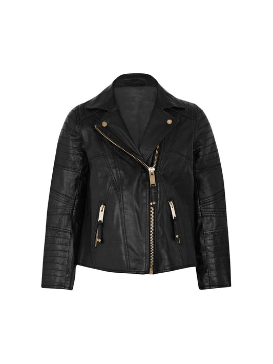 Padded Trendsetter Leather Jacket for Girls