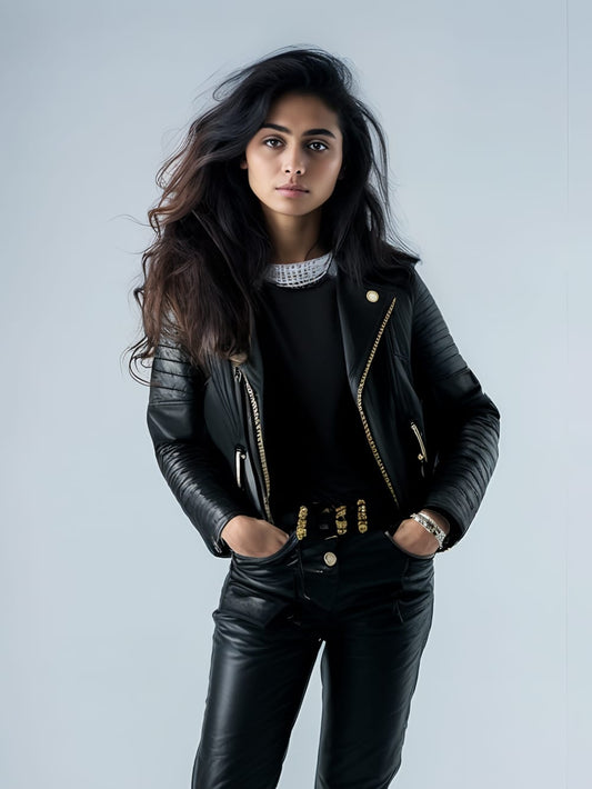 Padded Trendsetter Leather Jacket for Girls