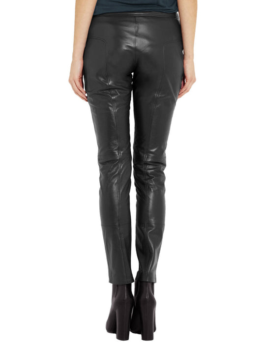 Pantalon skinny en cuir à panneaux