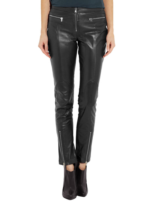 Paneled Skinny Leather Pants