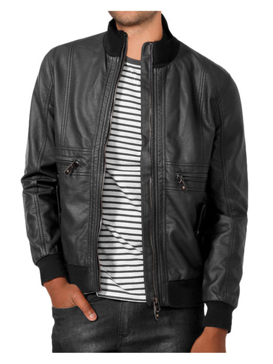 Veste en cuir de luxe à motifs