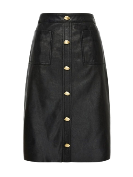 Pearl Accent Leather Skirt