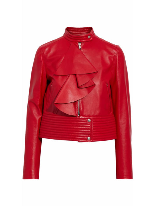 Veste en cuir à volants Peppy