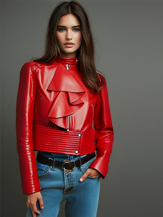 Peppy Ruffle Leather Jacket