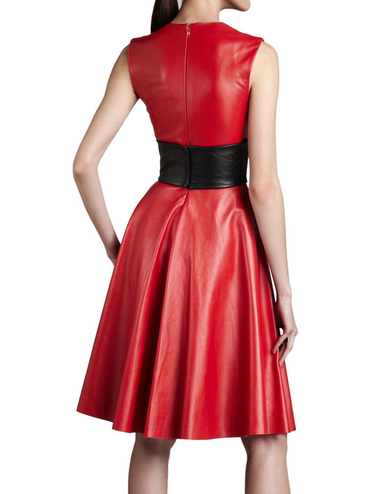 Pleated Flirty Leather Dress