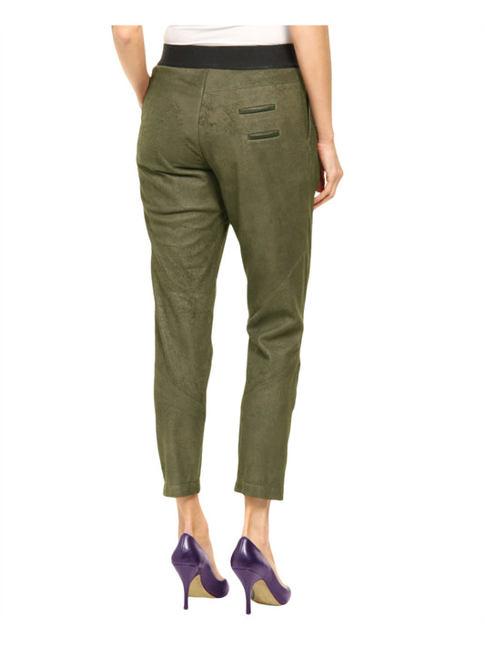Pantalon en cuir à taille plissée