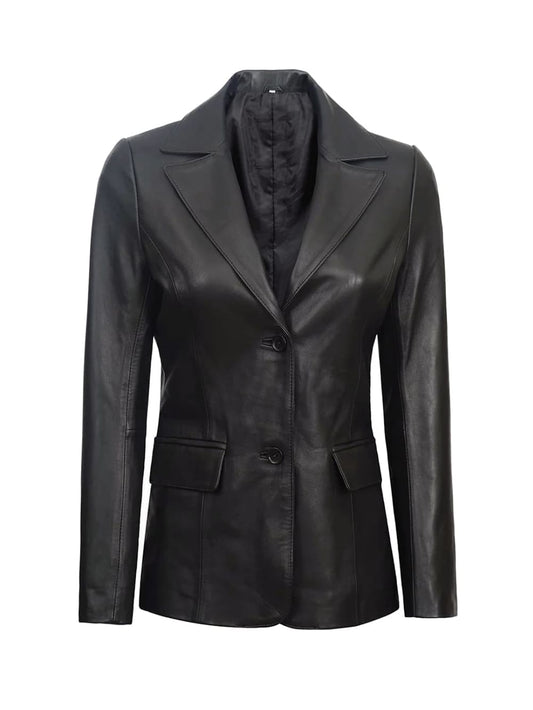 Polished Perfection Leather Blazer for Women