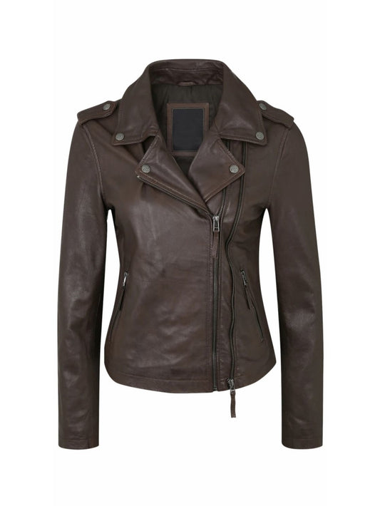 Veste de moto à col à boutons-pression