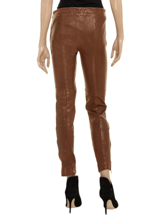 Pantalon en cuir lisse Pull-Up
