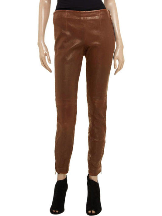Pull-Up Smooth Leather Pants