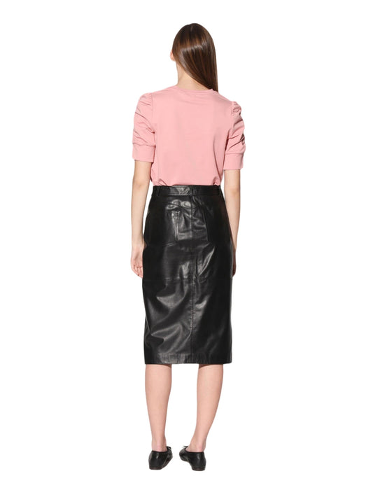 Jupe en cuir métallisée de luxe Radiance pour femme