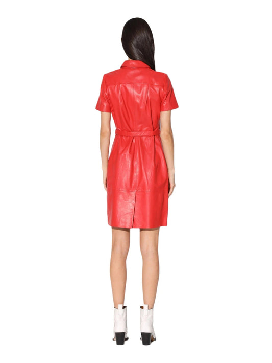 Strahlendes Satin-Lederkleid