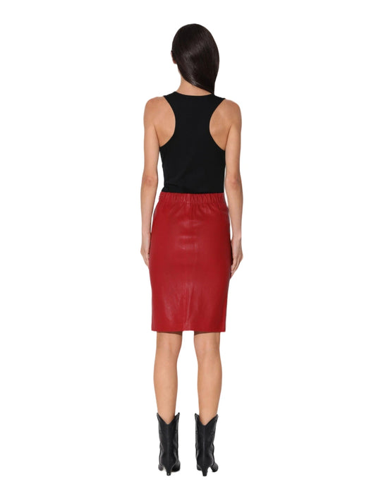 Jupe en cuir extensible satiné Radiance pour femme