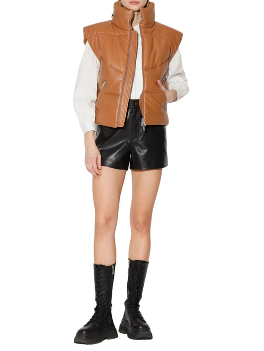 Gilet en cuir matelassé Aura raffiné