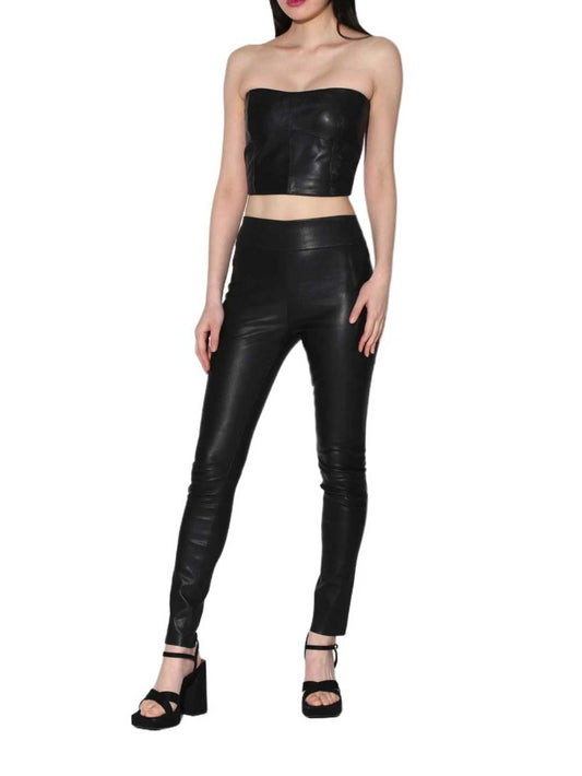 Pantalon en cuir extensible Aura raffiné