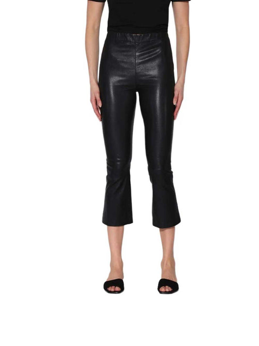 Pantalon en cuir extensible raffiné et éclatant