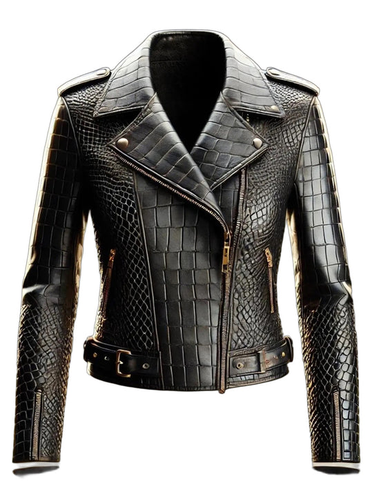 Veste en cuir croco raffinée et luxueuse
