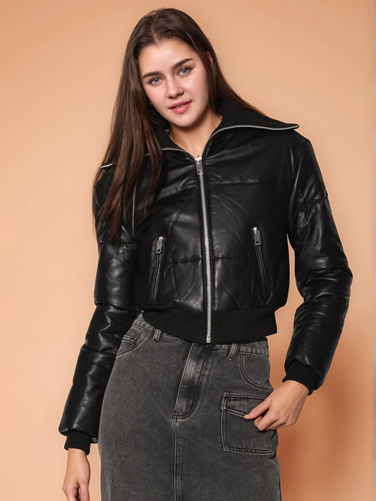 Refined Satin Glow Leather Jacket