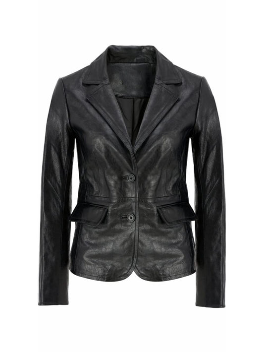 Refined Zipper Leather Blazer for Women
