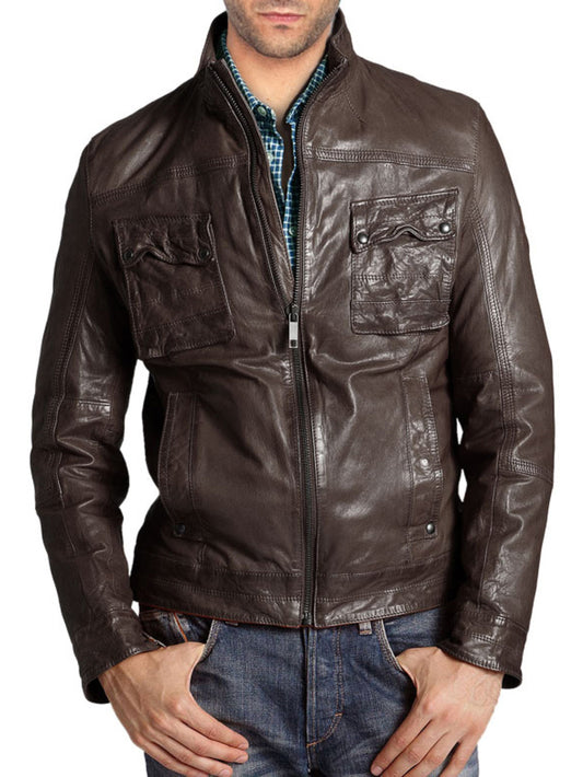 Veste en cuir de style rétro