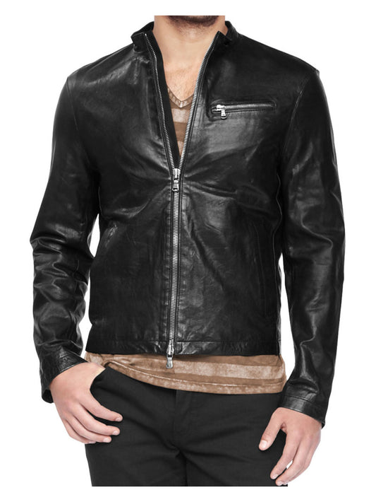 Veste en cuir véritable Revved-Up Moto pour homme