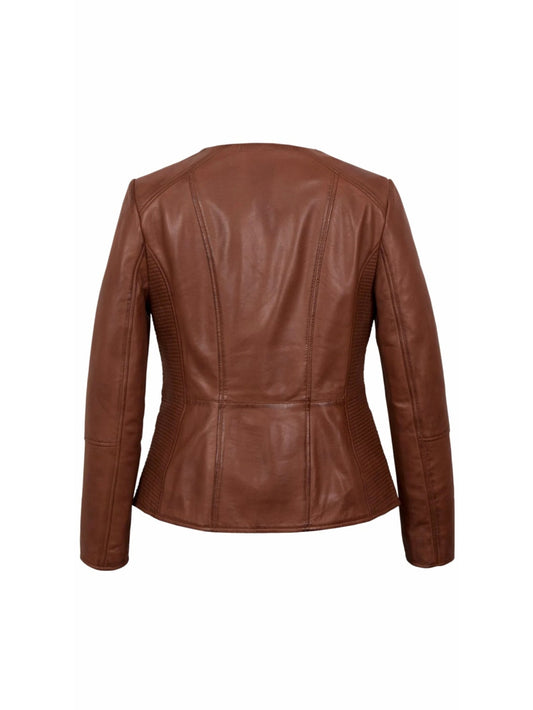 Veste moto minimaliste en cuir côtelé