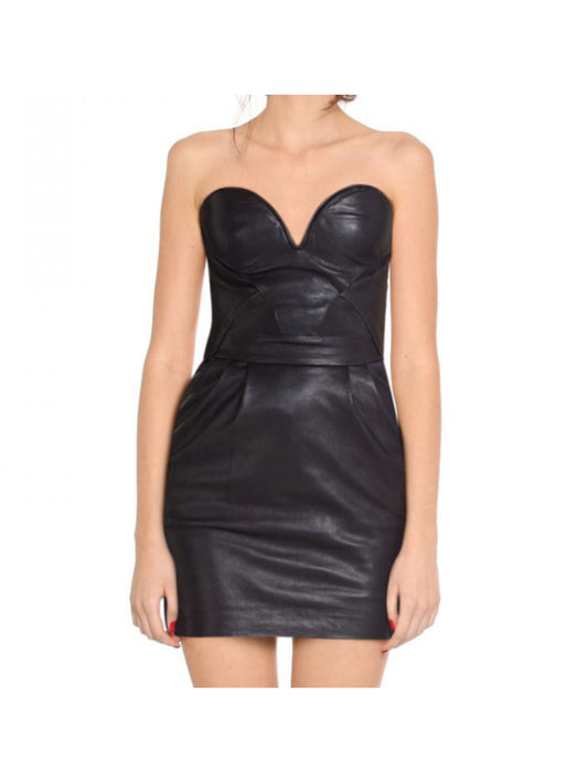 Ribbed-Sleeve Black Leather Jacket