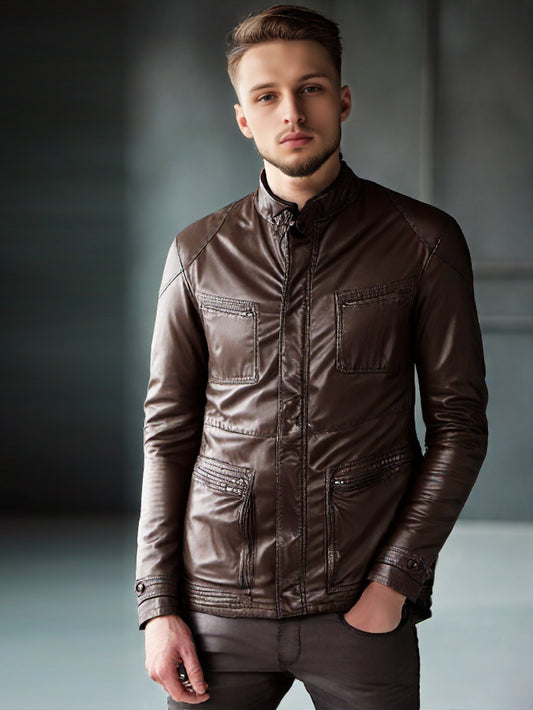 Rigid Neck Urban Leather Jacket
