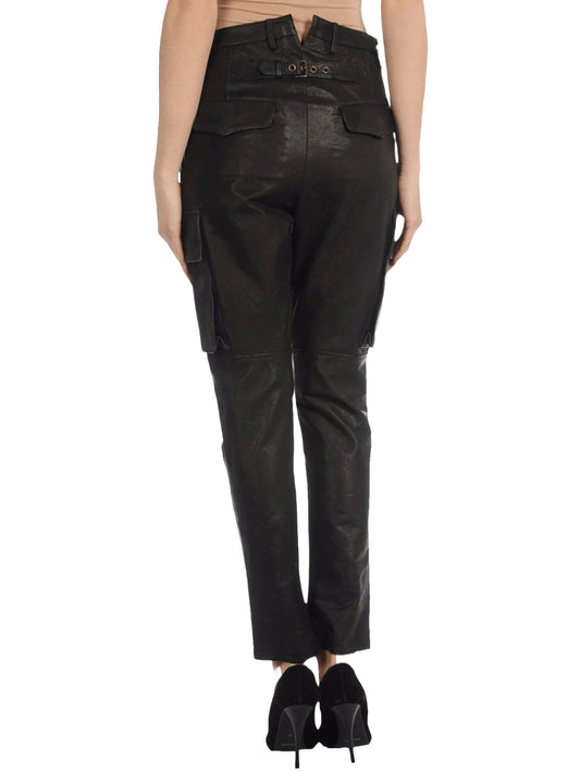 Pantalon skinny en cuir style rock
