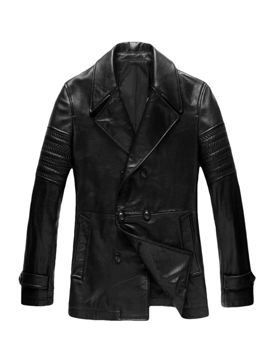 Trench-coat en cuir à thème Romanov pour homme