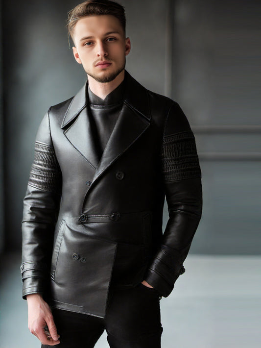 Romanov Themed Leather Trench Coat for Men