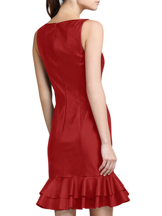 Gerüschtes, glänzendes Lederkleid