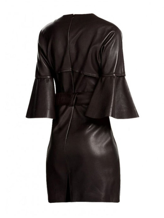 Halloween-Lederkleid mit Rüschenärmeln