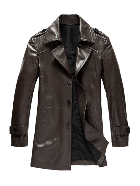 Manteau en cuir robuste et tendance pour homme