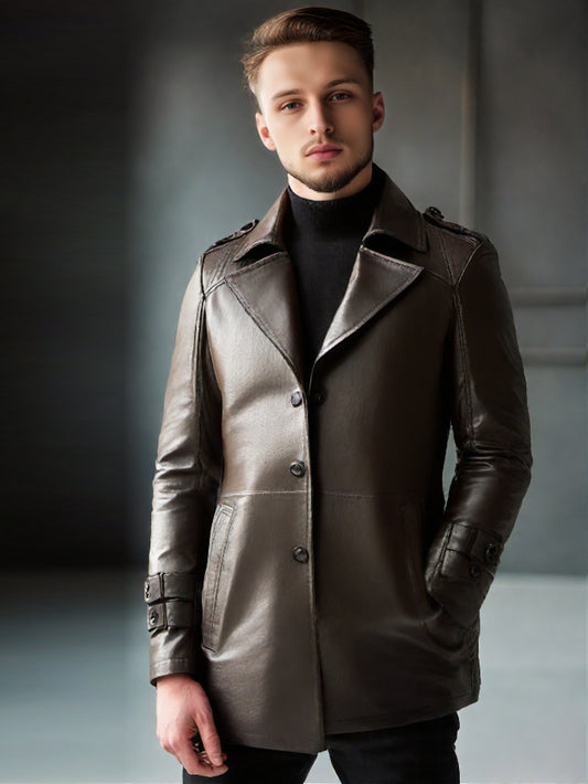 Rugged Trendy Leather Coat for Men