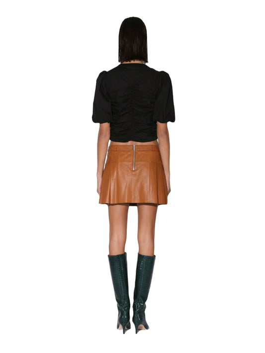 Jupe en cuir satiné pour femme