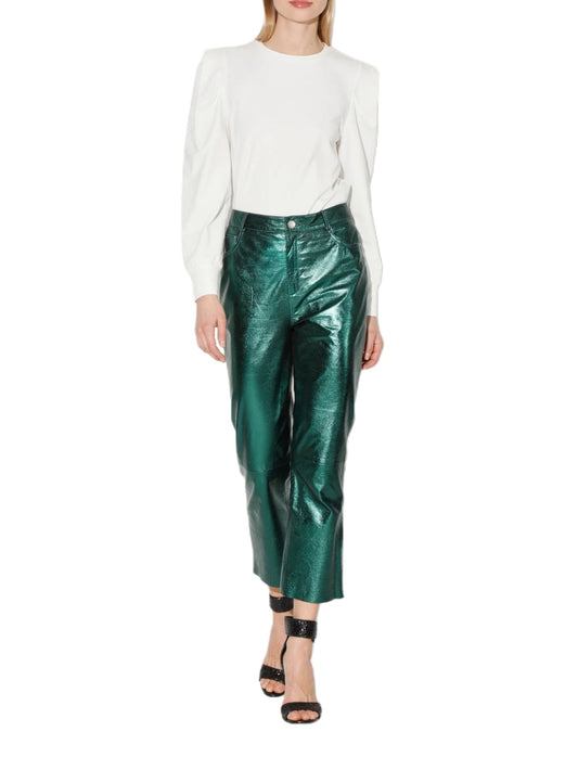 Pantalon en cuir classique satiné