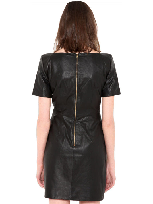 Satingefüttertes Damen-Lederkleid