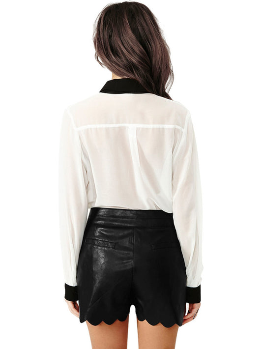 Scalloped Hem Leather Shorts