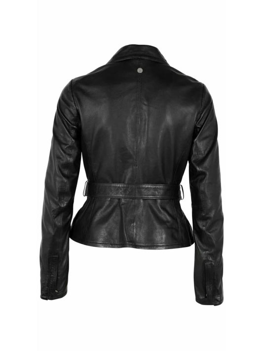 Veste en cuir chic avec écharpe