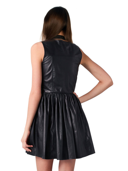 Ärmelloses Lederkleid mit geheimem Reißverschluss