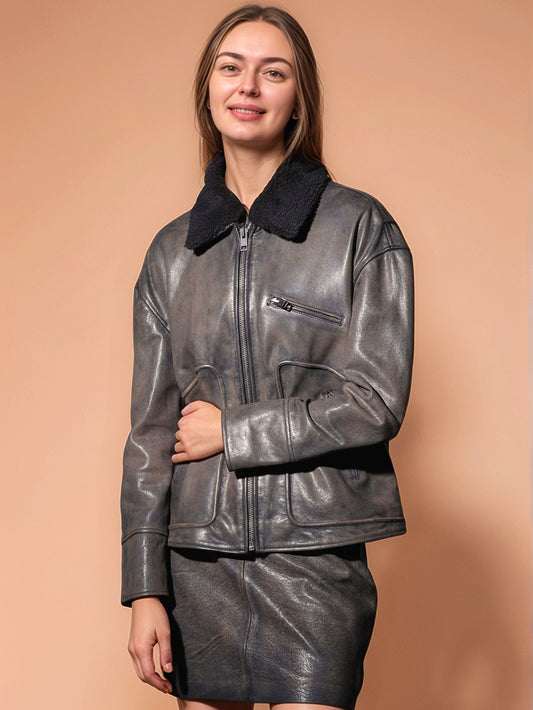Shearling Soft Leather Luxe Jacket