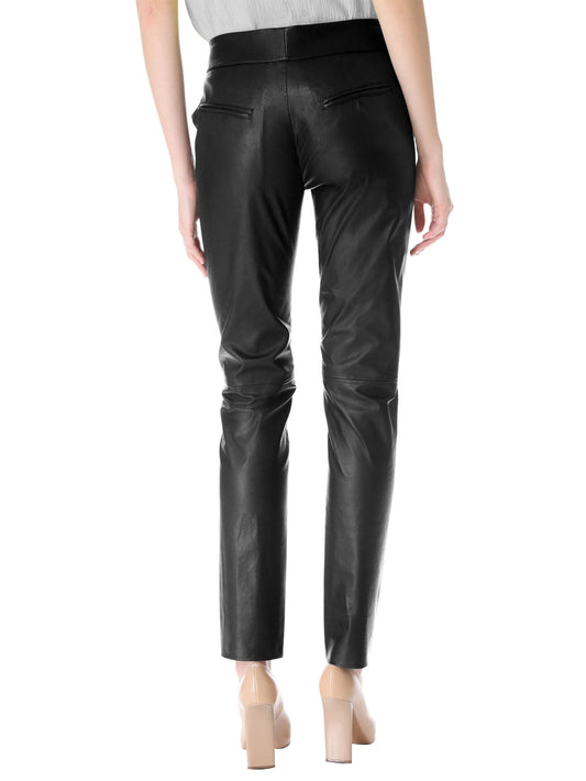 Pantalon en cuir avec envers en soie