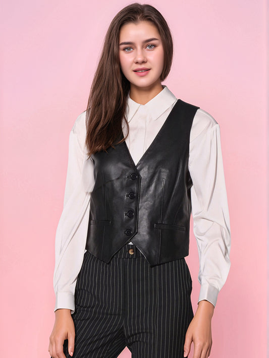 Sleek Charm Luxe Leather Vest