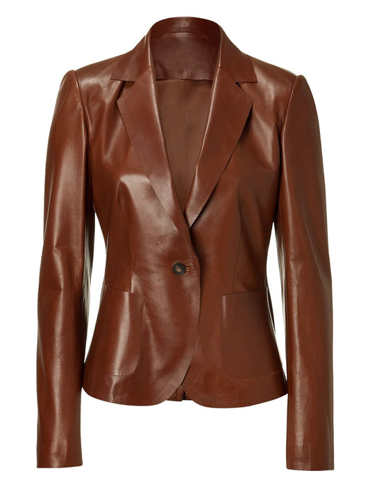 Sleek Sophistication Leather Blazer for Women