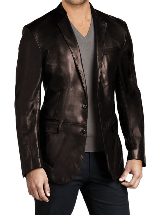 Manteau en cuir fin et sportif pour homme