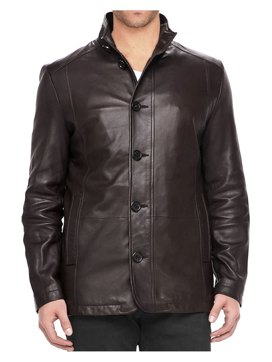 Luxuriöse Lederjacke mit glatten Details