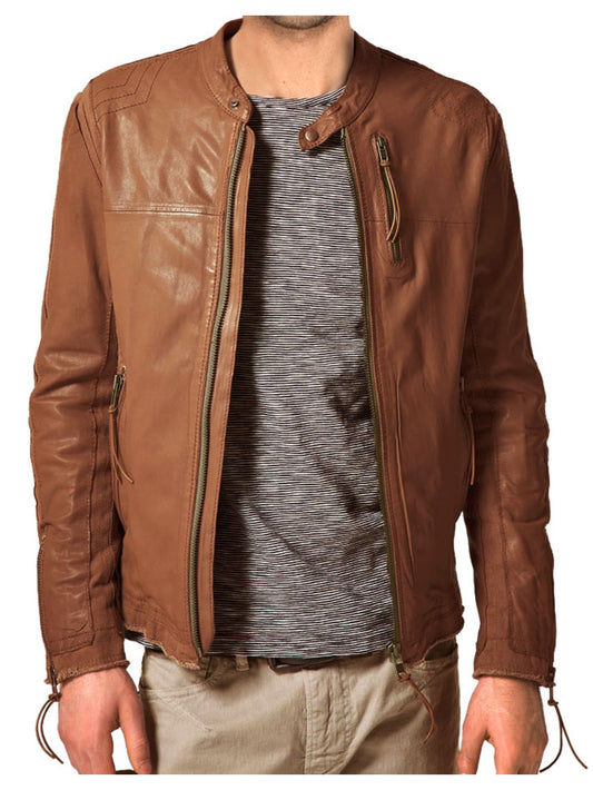 Luxuriöse Lederjacke mit weichem Kragen